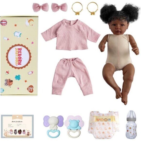 20" Lifelike Reborn Baby Doll – Black Newborn Girl, Soft Weighted Body - Picture 8 of 8
